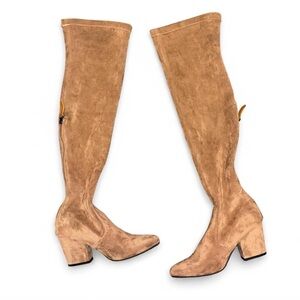 Thigh High Sued Boots Size 12 Women’s Western Boho Block Heels Euro 42